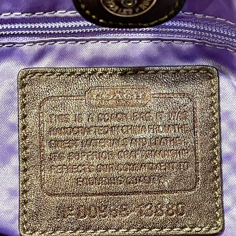 Coach Hobo Bronze Leather Signature Op Art Tote Bag With Hang Tags Y2K - Picture 11 of 16